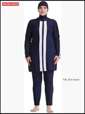 Modest Burkini 2 Piece Plus Size Swimwear Rash Guard with Pants
